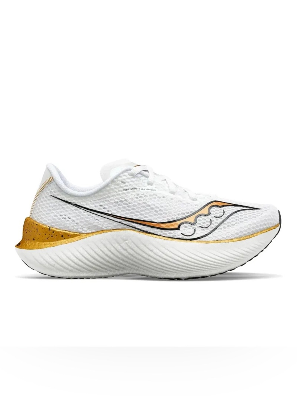 Saucony Endorphin Pro 3 in White & Gold, size 8.5